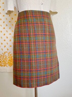 Prada Wool Plaid Wrap Mini Skirt IT 38